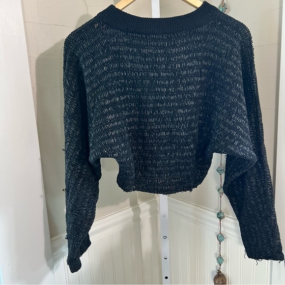 ALEXANDER Wang Cropped Destroyed Sweater Crew Neck Holes Goth Grunge Goblincore - Picture 3 of 12